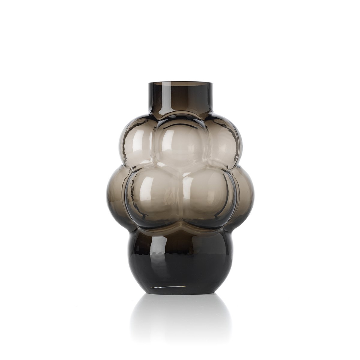 Glass Vase - Dark Grey Grape Vase for Flowers, Large