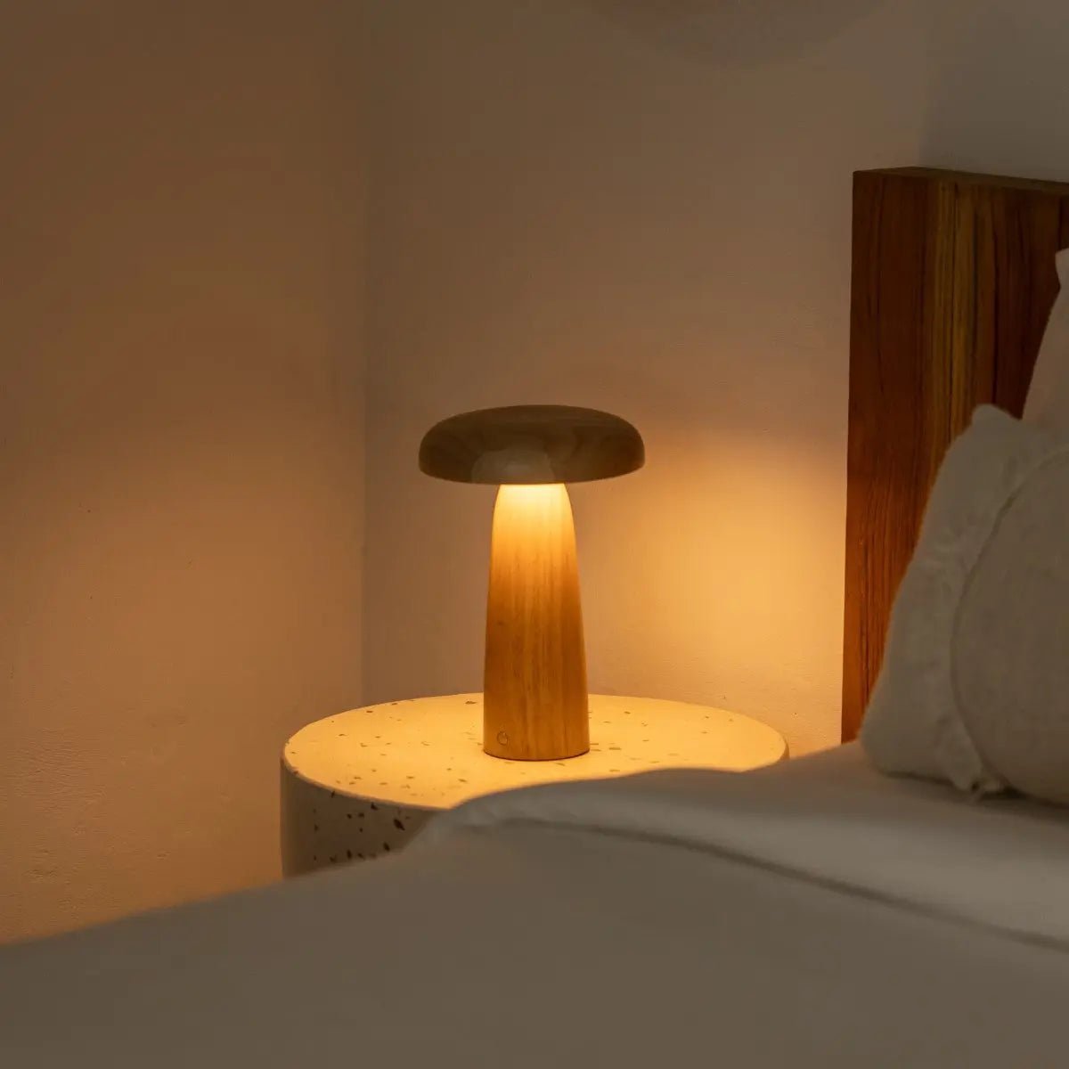 Wooden Table Lamp Light Brown | Cordless Rechargeable Dimmable