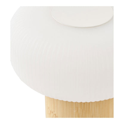 Stafford Table lamp, bamboo/metal/PE, rechargeable, natural, white