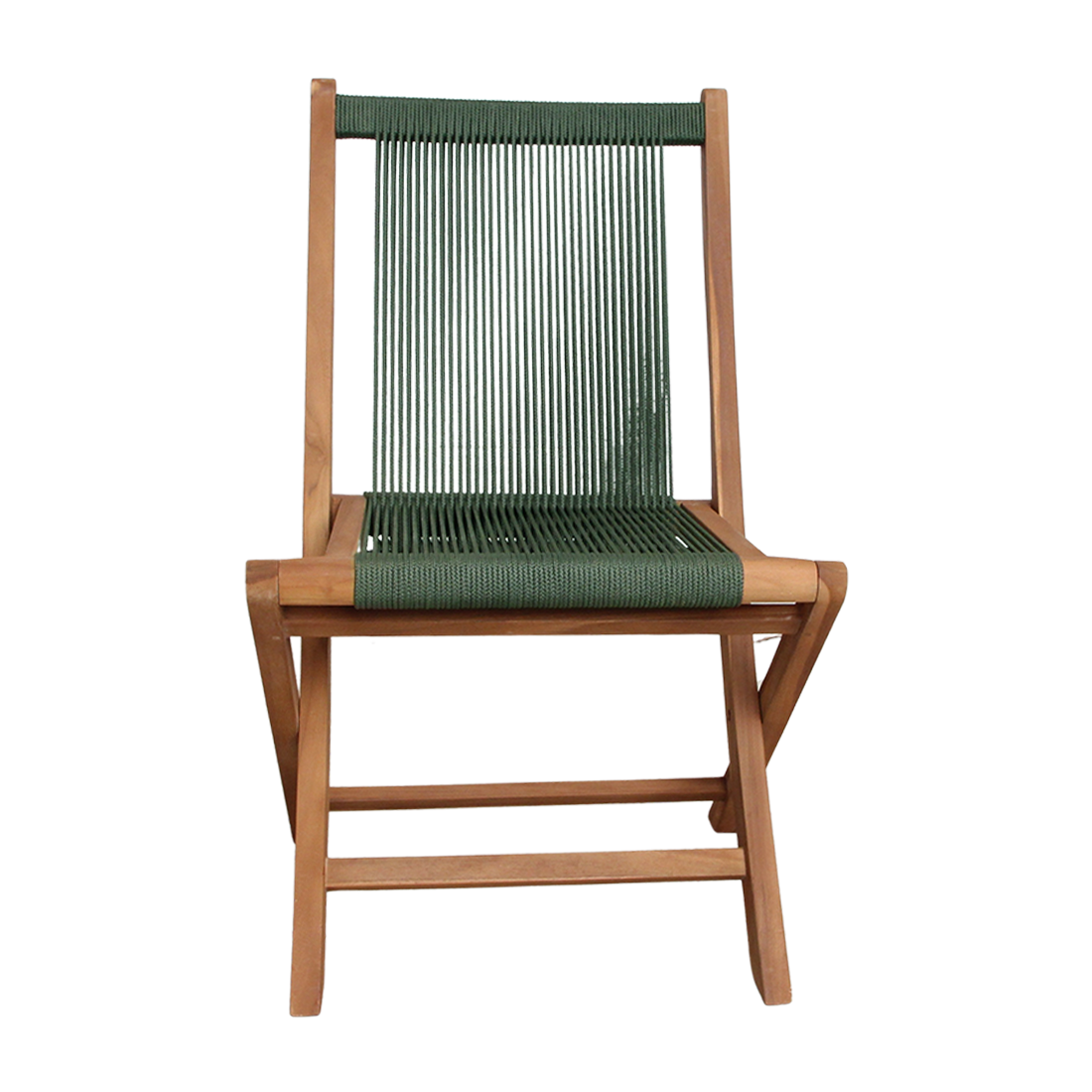Rope folding garden chair green