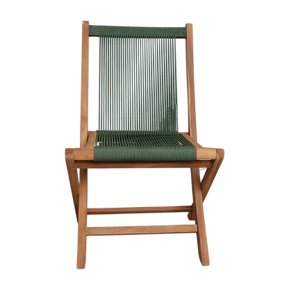 Rope folding garden chair green