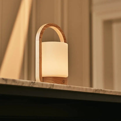 George Light Brown Wooden Rechargeable Lamp | Modern, Versatile & 3 Light Modes