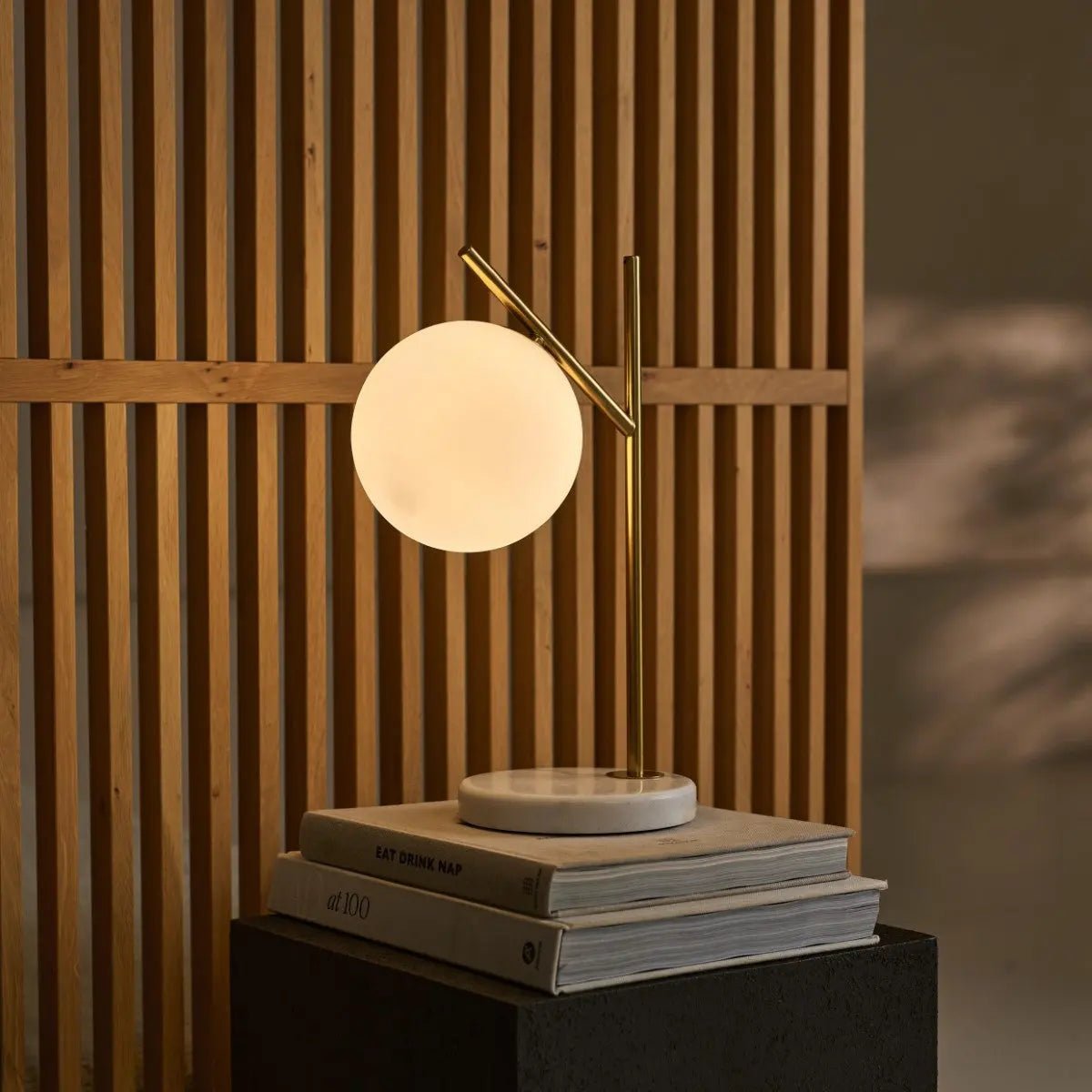 Marble Table Lamp with Frosted Glass – Modern Bedside Lamp