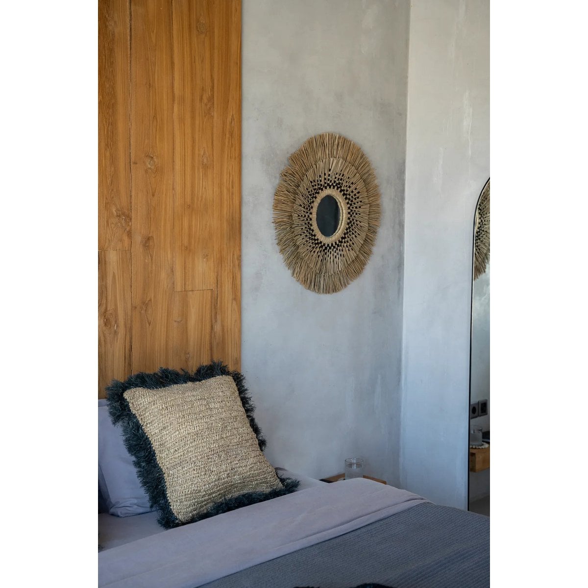 La Funda De Cojín De Rafia - Natural Negro - 60x60