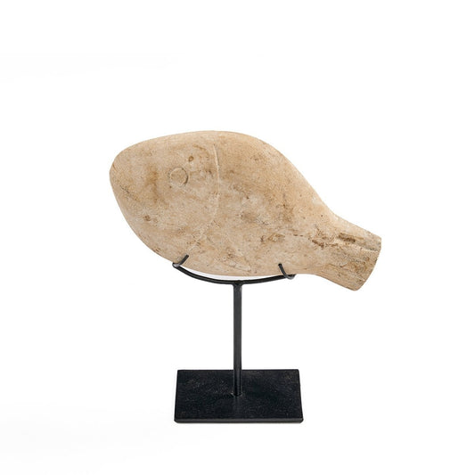 Sandstone Fish Stone Decor on Stand – Small, Natural Texture