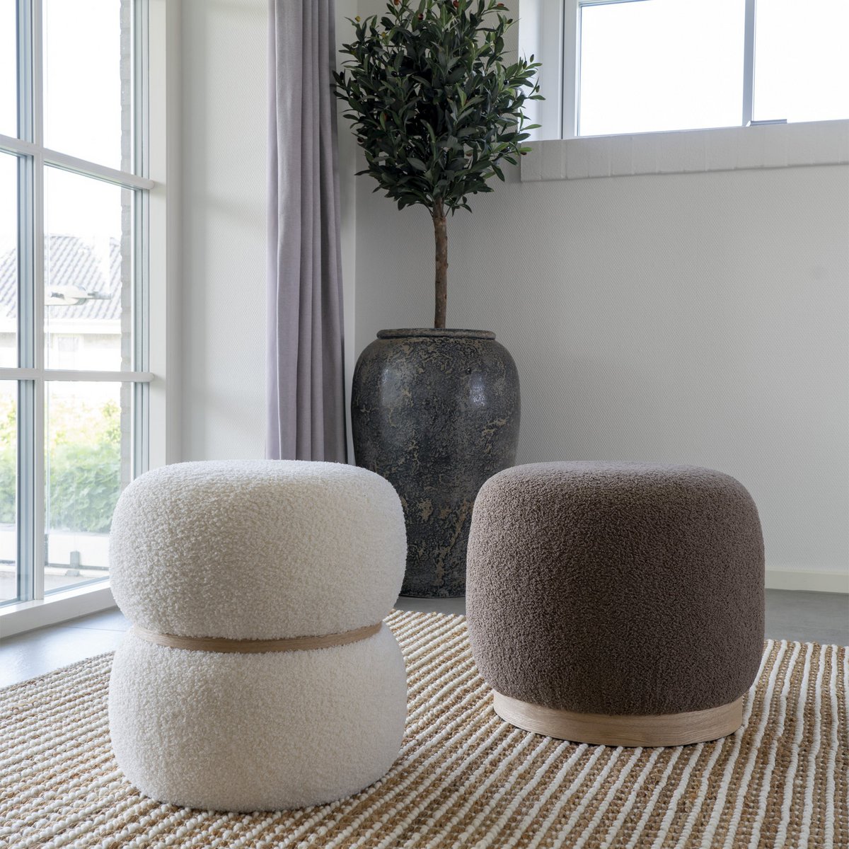 Belfort Pouf - Braun, MDF/Kiefernholz/Schaumstoff/Polyester, 44,5x44,5x40 cm