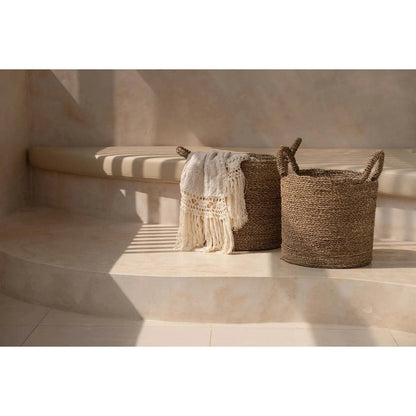 Seagrass Storage Basket - Woven Basket with Handles - Natural - M