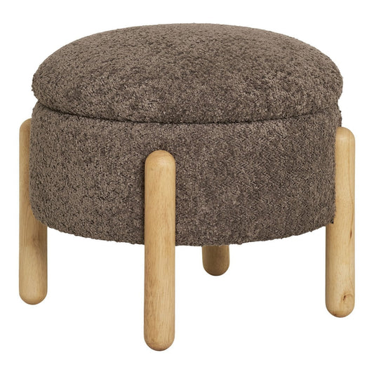 Bouclé Storage Pouf - Brown Nature