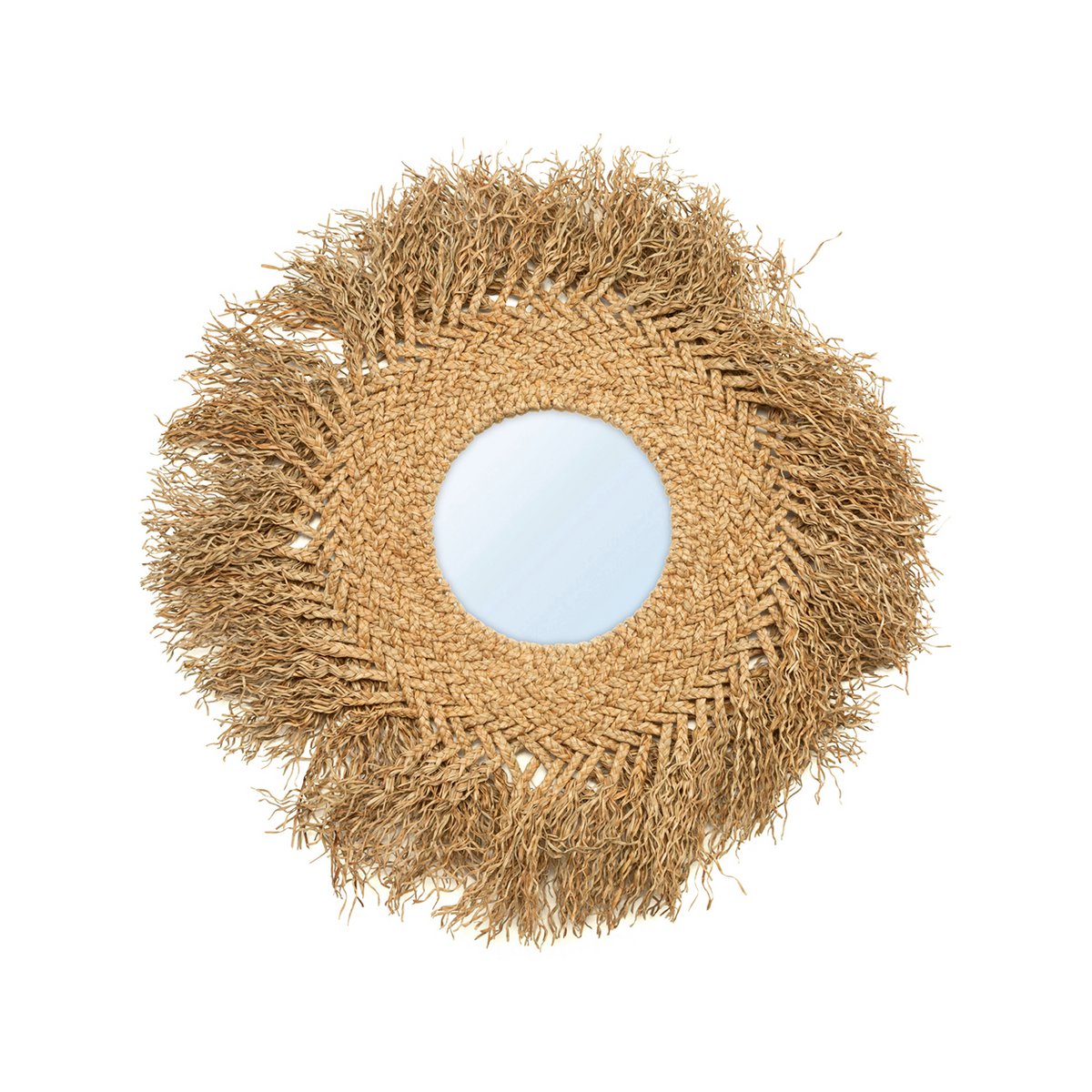 Water Hyacinth Wall Mirror - Natural Woven Round Mirror