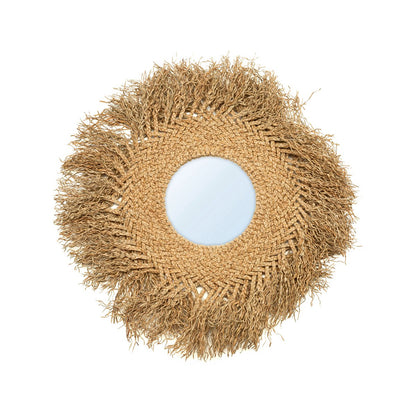 Water Hyacinth Wall Mirror - Natural Woven Round Mirror