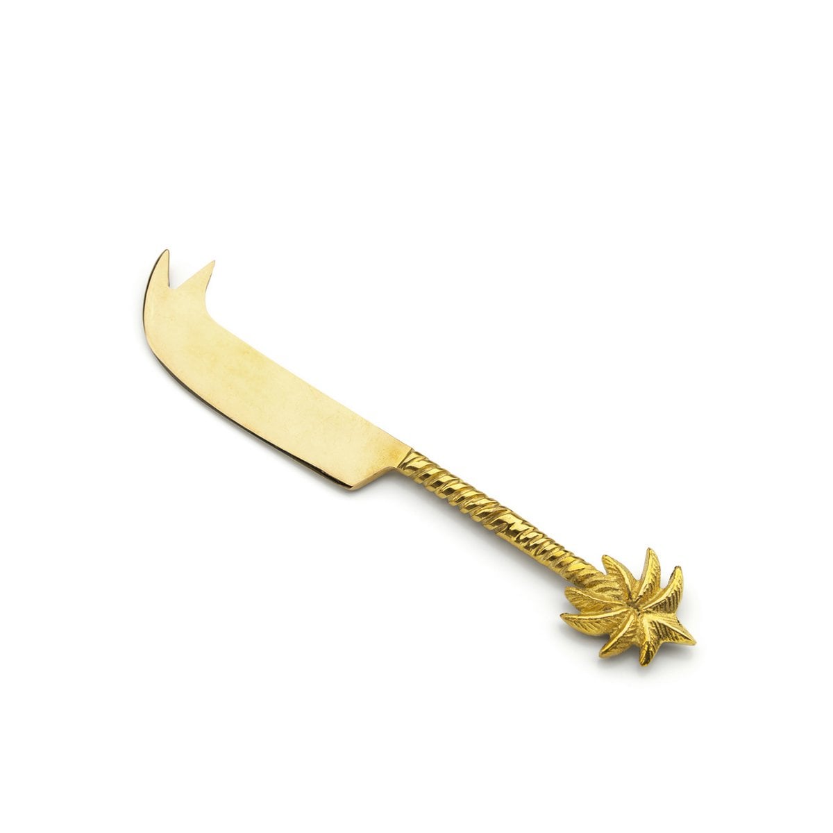Brass Cheese Knife - Palm Tree Design, Gold Finish
