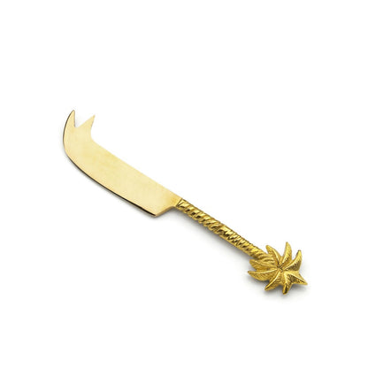 Brass Cheese Knife - Palm Tree Design, Gold Finish