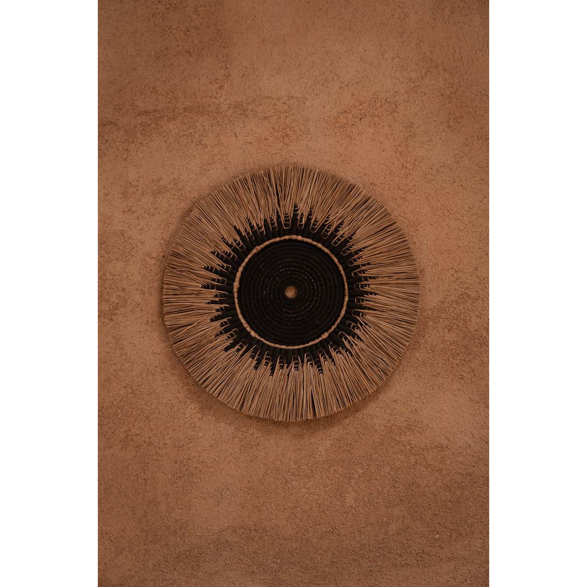 Raffia Macramé Wall Hanging - Black and Natural Wall Decor