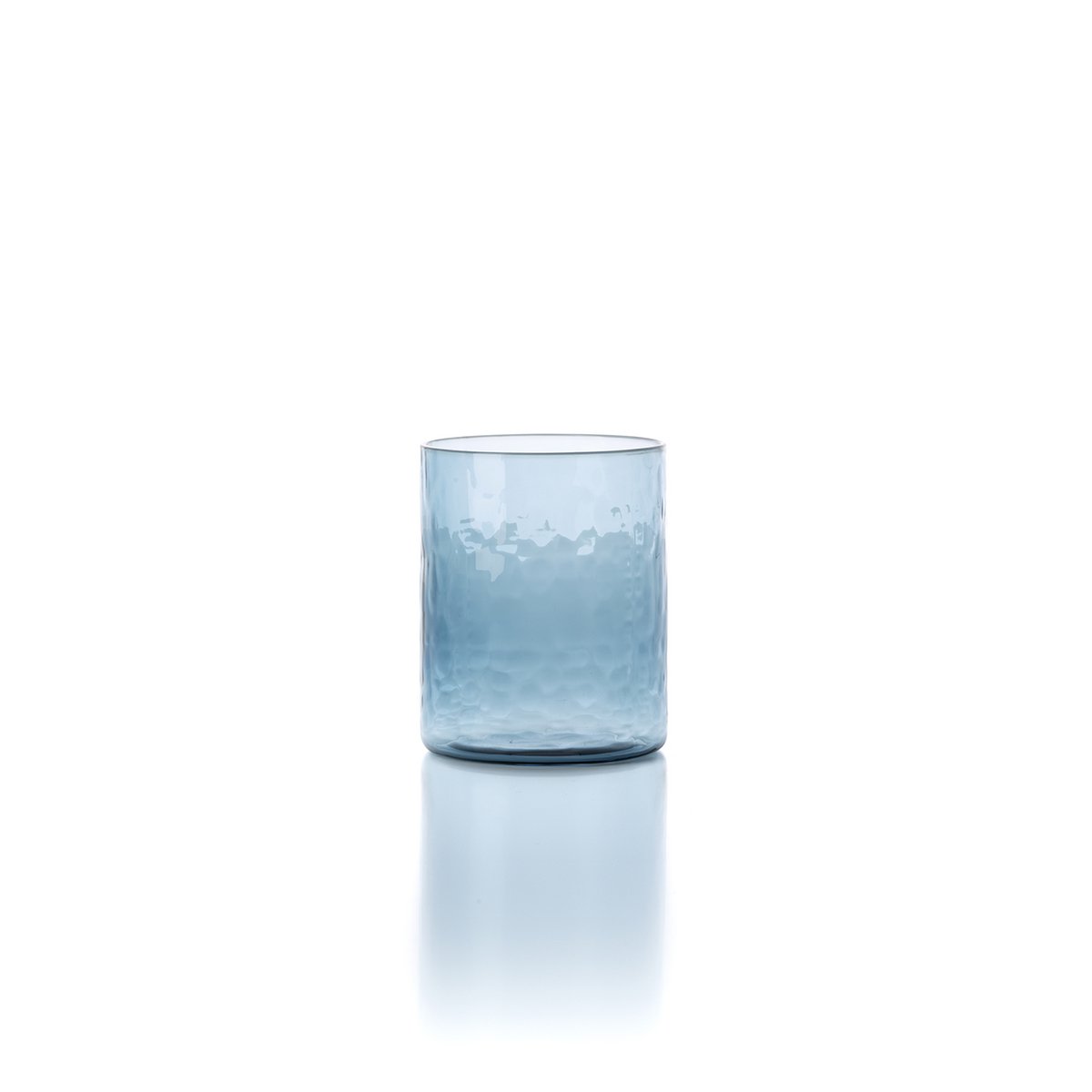 Recycled Glass High Tumbler - Azure Blue Hammered Design