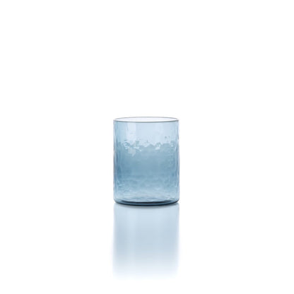 Recycled Glass High Tumbler - Azure Blue Hammered Design