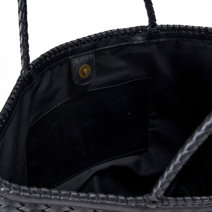 Black Leather Shopper Bag - Handmade Execu-Shopper