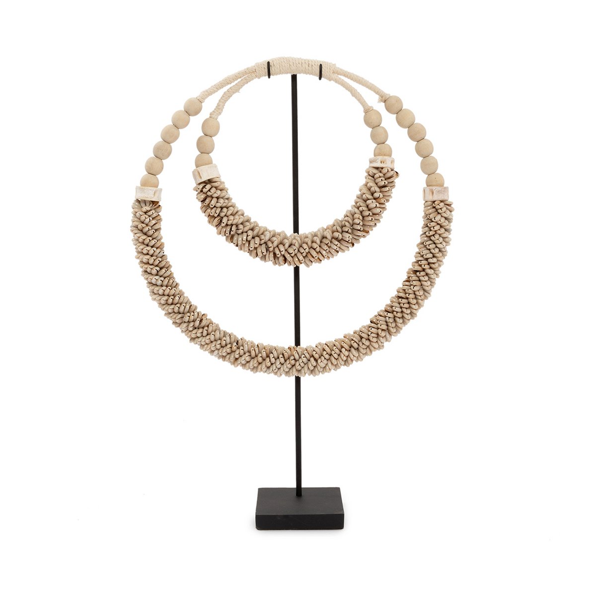 Natural Shell Necklace on Iron Stand - Coastal Decor, 18 inches