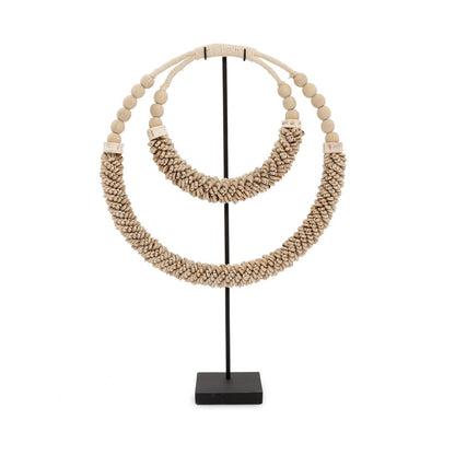 Natural Shell Necklace on Iron Stand - Coastal Decor, 18 inches