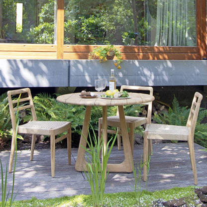 Teak Garden Table - Round Outdoor Dining Table, 100cm
