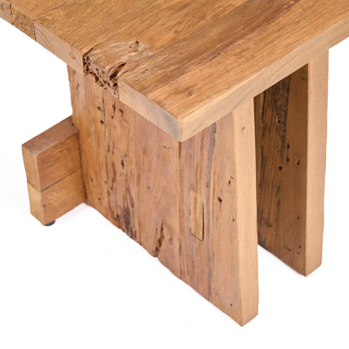 Teak Block Stool - Natural Wood Accent