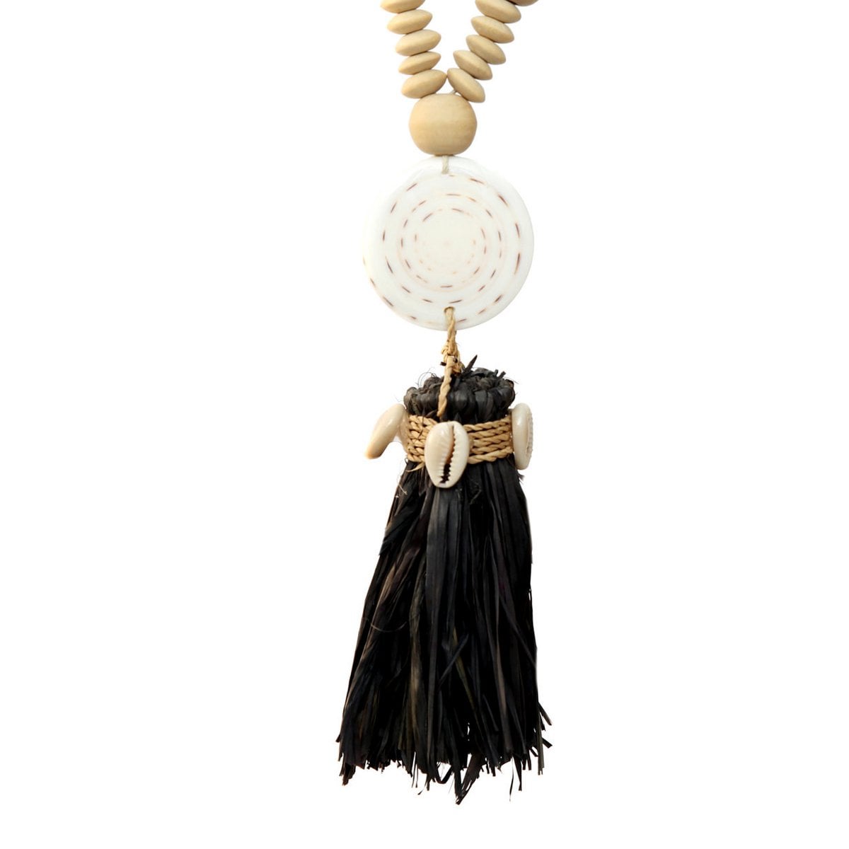 Shell and Wood Necklace - Lovina Natural Black