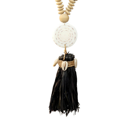 Shell and Wood Necklace - Lovina Natural Black