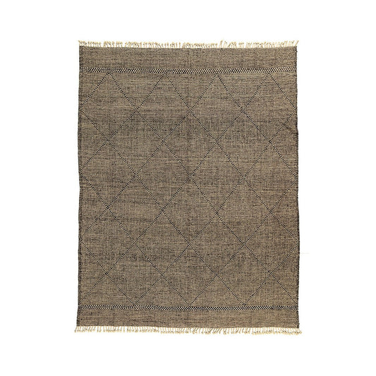 Wool Area Rug: Handwoven Afghan Rug with Geometric Design, 384x297 cm