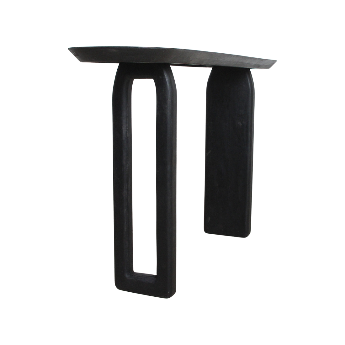 Mango Wood Console Table - Black Bullnose Design