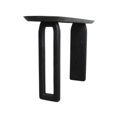 Mango Wood Console Table - Black Bullnose Design