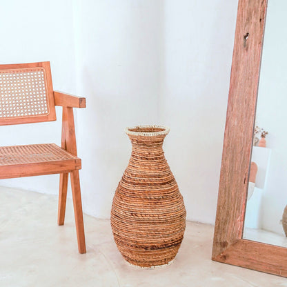 Banana Fiber Vase - Tall Decorative Floor Vase for Dried Botanicals
