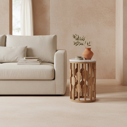 Aceh side table marble white - 40x40x50 cm
