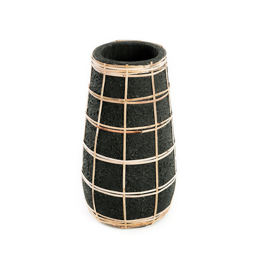 Τερακότα Βάζο με Ράφια – Black Natural Cutie Vase, Medium