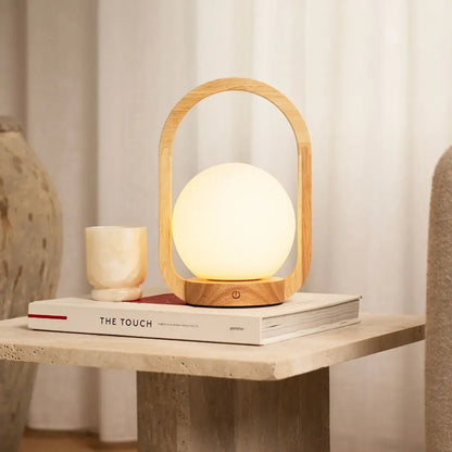 Skye Light Brown Wooden Cordless Lamp | Rechargeable, Dimmable & 3 Light Modes