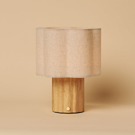 Yalisa Light Brown Rechargeable Table Lamp | Modular, Linen Blend & Dimming Function