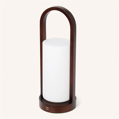 Scandinavian Wooden Table Lamp – Cordless Dimmable LED, Dark Brown