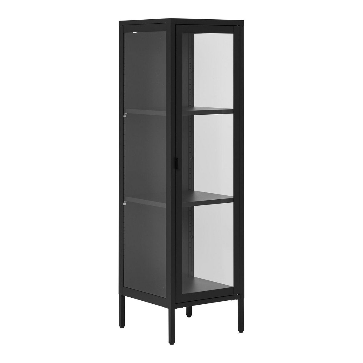 Black Steel Display Cabinet - Slim Modern Bookcase 40x35x140 cm
