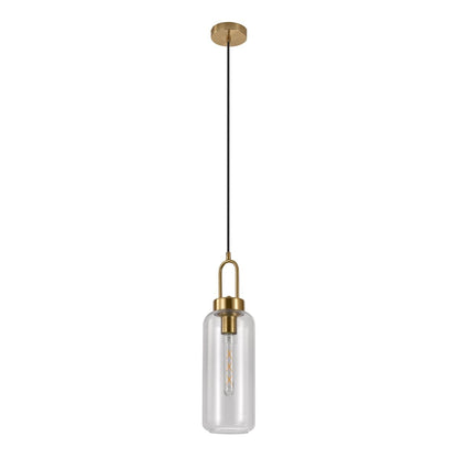 Pendentif Luton - Laiton, Verre Transparent, Ø13 cm, Cordage de tissu 150 cm