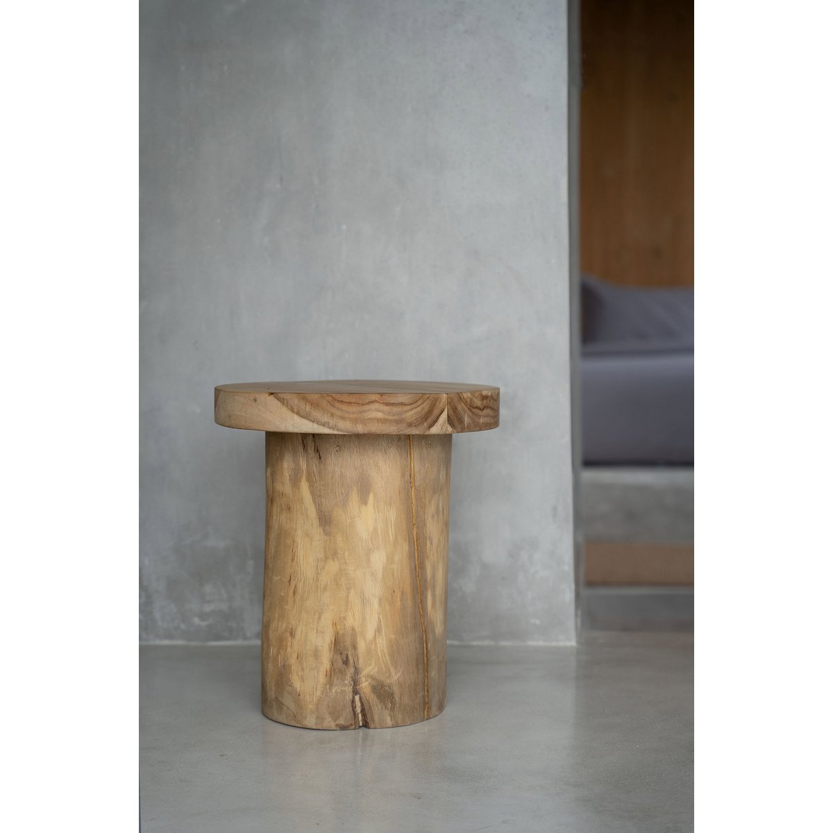 Solid Teak Wood Side Table - Organic Modern Accent Table - Natural
