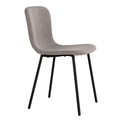 Dining Chairs - Light Grey Polyester, Black Legs - Modern Set of 2