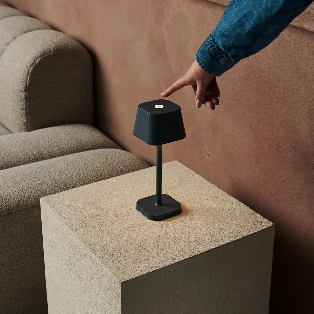 Ava Stone Grey Rechargeable Table Lamp | Stylish, Cordless Lamp & Dimmable
