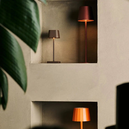 Sarphati Mini Mocha Brown Cordless Table Lamp | Rechargeable via Charging Station & 3 Light Modes