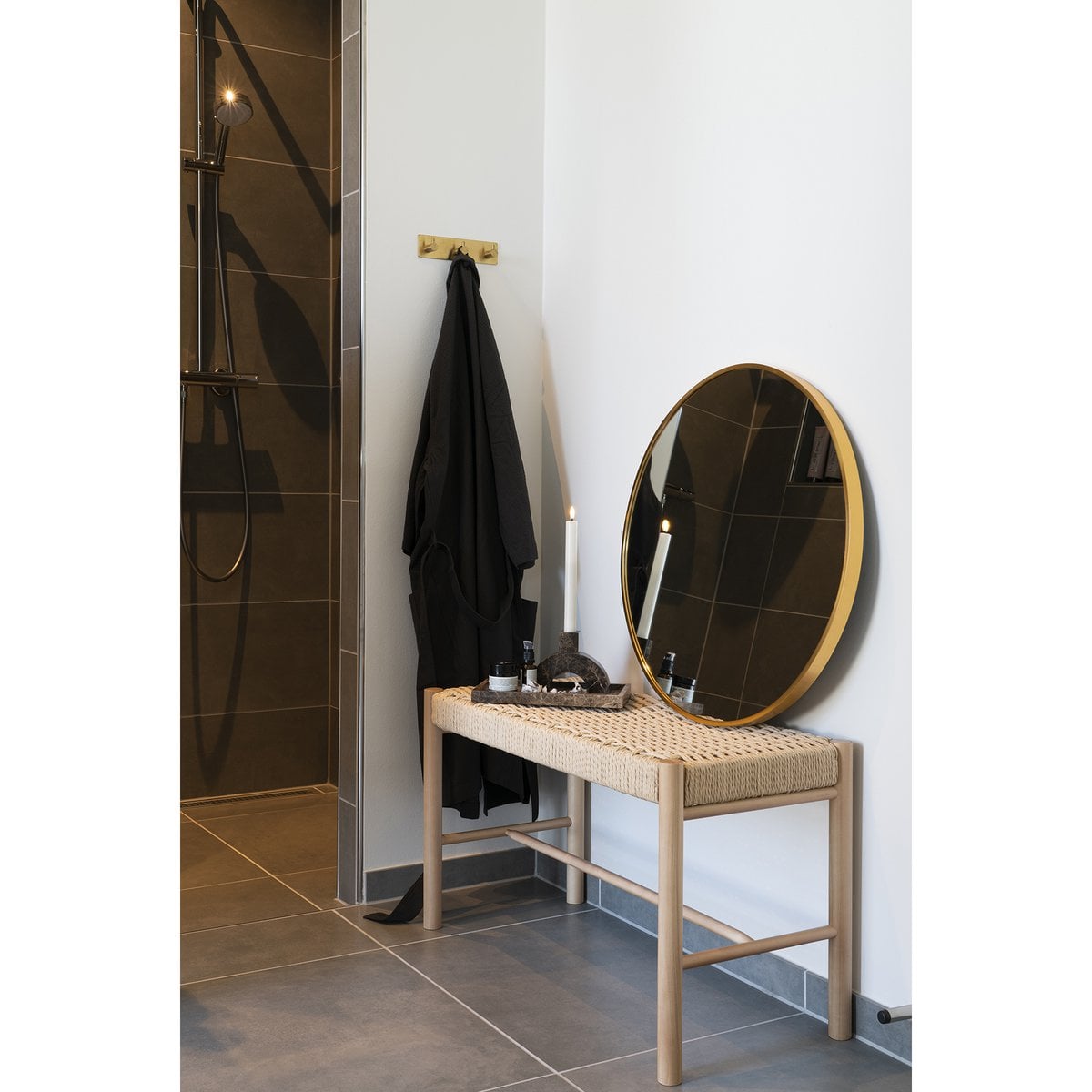 Brass Wall Mirror - Round Aluminium Frame, Modern Accent, 60cm