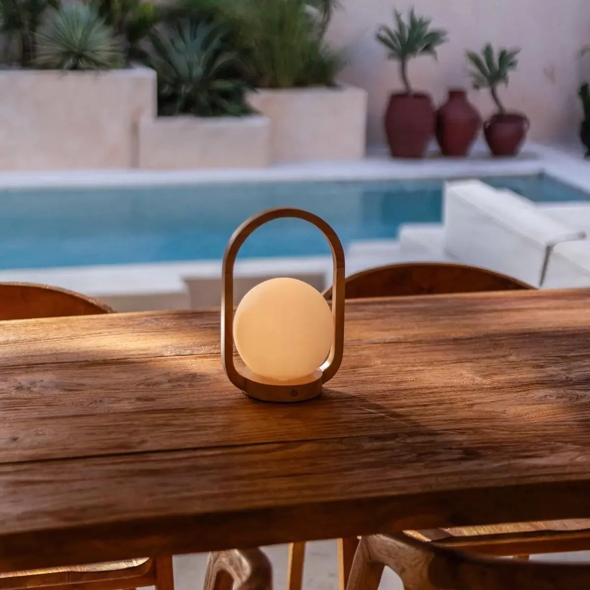 Skye Light Brown Wooden Cordless Lamp | Rechargeable, Dimmable & 3 Light Modes