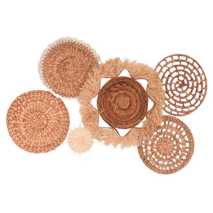 Boho Tropical Wall Decor Set - 6 Handwoven Natural Fiber Pieces