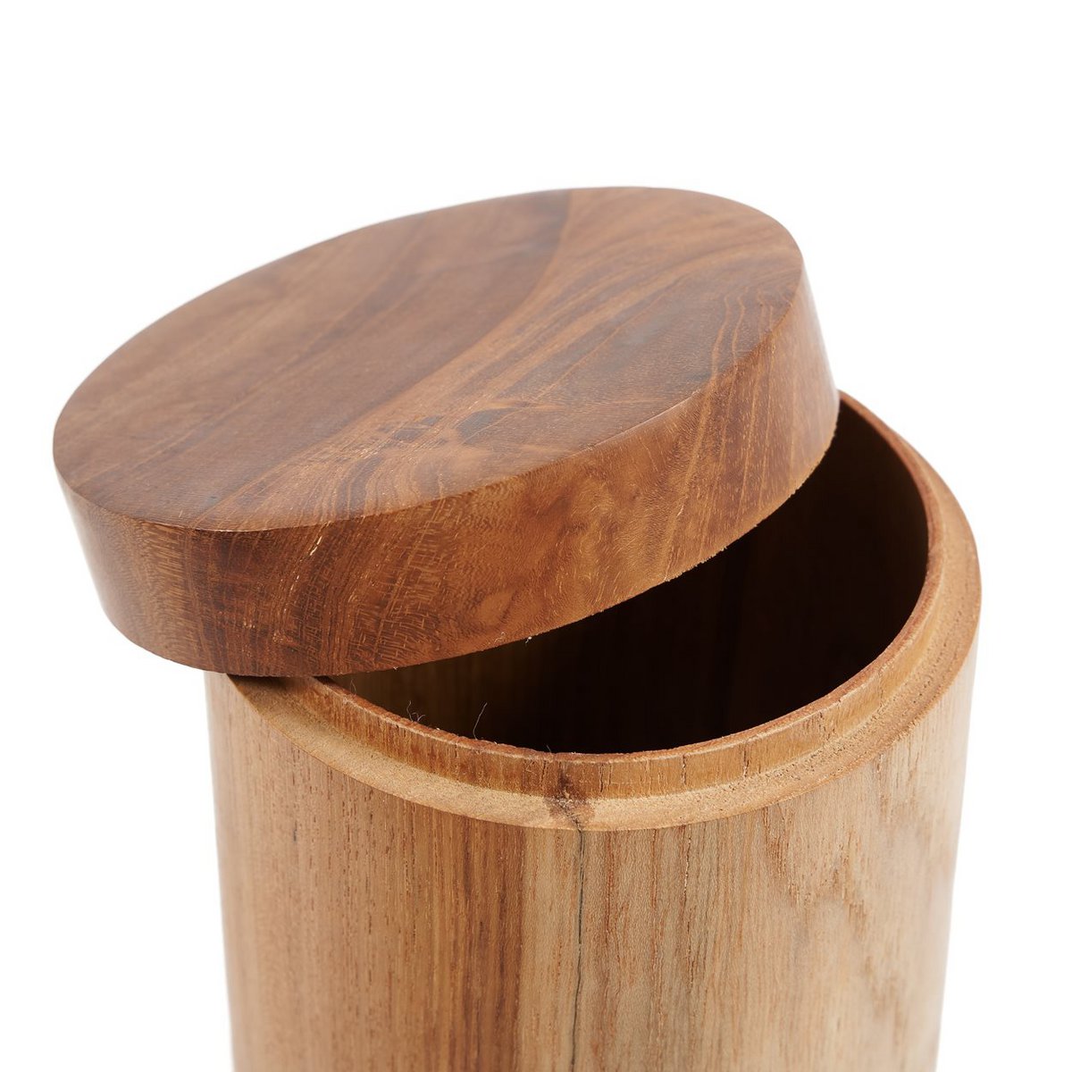 Teak Wood Storage Jar - Large Hand-Carved Decorative Container