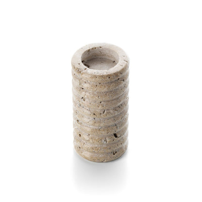 Travertine Tea Light Holder - Beige Stone Candle Holder - Large