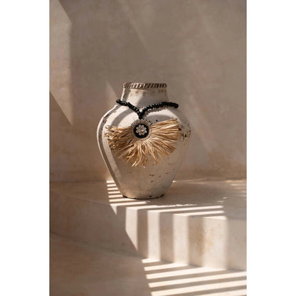 Handcrafted Raffia Mahkota Tassel Decorative Accent - Natural Black