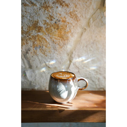 Stoneware Coffee Mug - Comporta Ceramic Mug with Glaze Detail - Medium