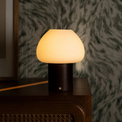 Dark Brown Wooden Table Lamp | Rechargeable & Dimmable
