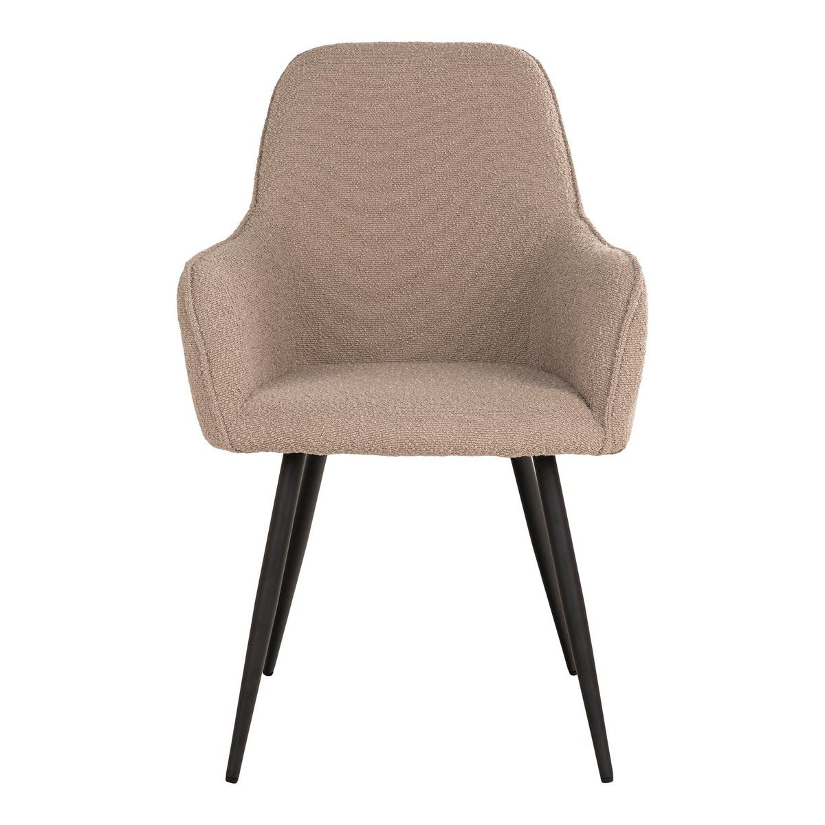 Chaise de salle à manger Harbo - Bouclé beige, pieds noirs - Pack de 2